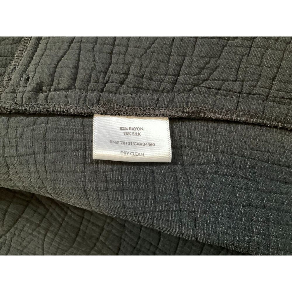 Eileen Fisher Woman's Small Black Crinkle Full Zip Jacket Rayon Silk Pockets - Picture 4 of 6